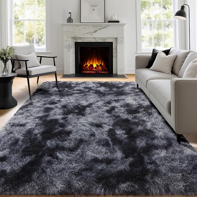 Area Rugs 9x12 Living Room, Large Dark Grey Shag Rugs - Image 9