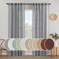 MIULEE Grey Linen Curtains 37x84 Inch Length Gray 2 Panels | Window Drapes by MIULEE