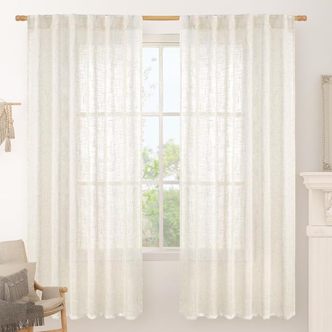 72 inch Length Cream Linen Curtains by LAMIT