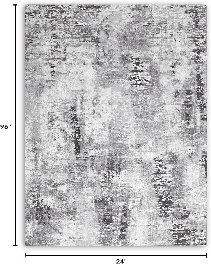 2x8 Grey Rug Runners for Hallways Kitchen Runner Rug Non Slip Washable Black - Image 2