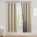 NICETOWN Beige Bedroom Full Blackout Linen Curtains, Thick Insulated Classic by NICETOWN