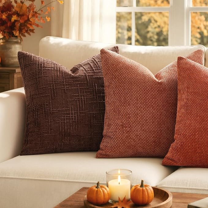 MIULEE Fall Decorative Rust Couch Throw Pillow Covers 18x18 Inch 2 Pack | - Image 3