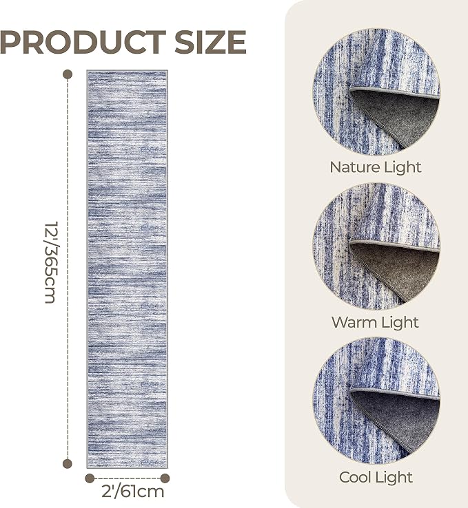 2x12 Runner Rug Non Slip, Washable Hallway Runner Rug, Laundry Room, Soft - Image 2