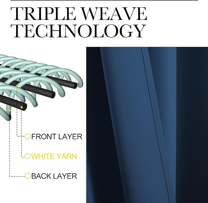 NICETOWN Window Curtains Blackout Drapes, Moroccan Blue, 1 Pair, 52 by 72-Inch - Image 3