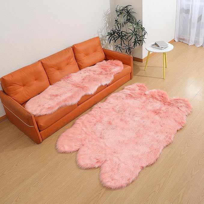 linmopm Faux Fur Sheepskin Rug, 2x6 ft Runner | Shag Fluffy Fuzzy, High-Density - Image 6