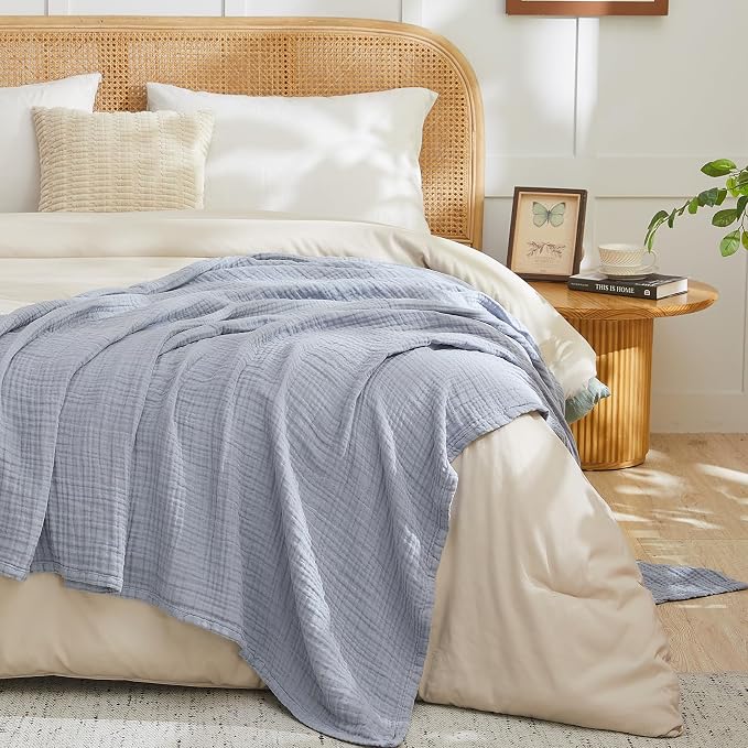 EMME Muslin Blankets for Adults Throw Blanket for Couch Breathable Gauze Soft - Image 5