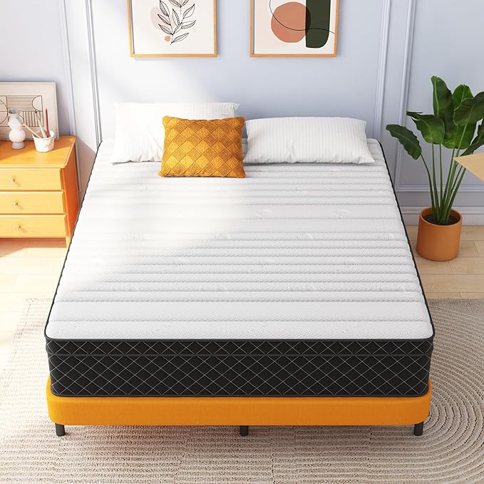 Swbvs Queen Mattress, 12 Inch Queen Size Mattress Bed in a Box, Memory Foam & Pocket Springs, Medium Feel, Cool Sleep & Pressure Relief, 120-Night Trial