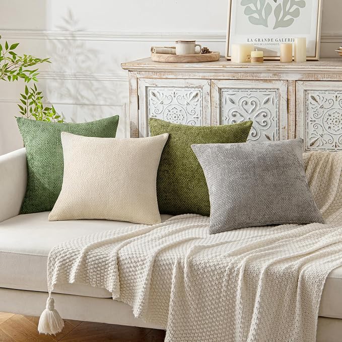 MIULEE Decorative Couch Throw Pillow Covers 18x18 Inch Sage Green 2 Pack | - Image 4