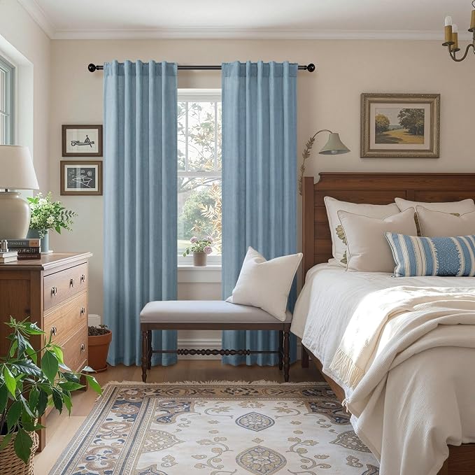 Light Blue Curtains 38 Inch Wide - Image 6