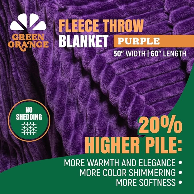 GO Premium Plush Soft Throw Blanket for Couch - Purple Fleece Blanket for Living Room, Bedroom, Home Decor - Small Couch Blanket for Men, Women (50x60 Inches)