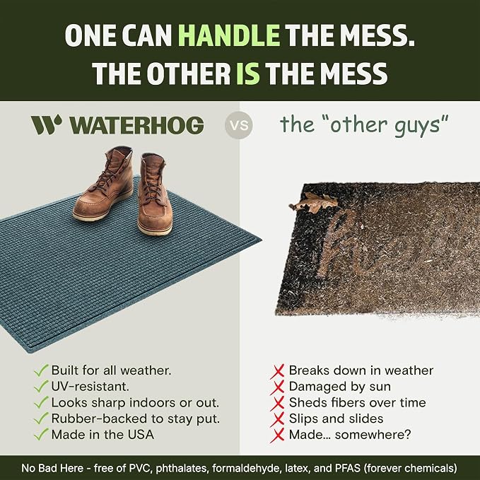 WaterHog Squares Front Door Mat Indoor Outdoor Entrance, All-Weather Mats | - Image 5