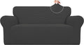 Easy-Going Stretch Loveseat Couch Covers Washable Dark Gray | 1-Piece Loveseat by Easy-Going