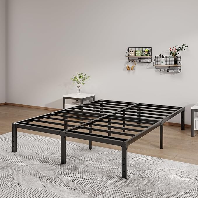 Metal Bed Frame Queen Size - 14 Inch Heavy-Duty Queen Platform Bed Frame No Box Spring Needed, Easy Assembly, Noise-Free, Sturdy Mattress Foundation, Underbed Storage Space