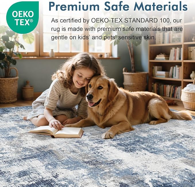 5x7 Ft Area Rugs for Living Room, Soft Non-Slip Washable Rugs Modern Abstract - Image 5
