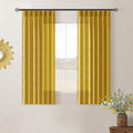 Mustard Yellow Pinch Pleated Linen Sheer Curtains 45 Inch Length 2 Panels | by Twodrapes