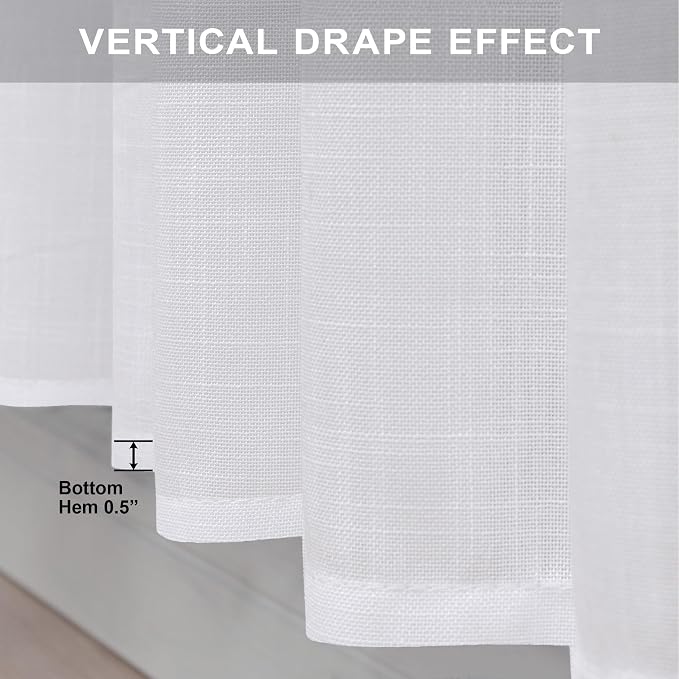 White Linen Curtains 38 Inch Wide - Image 8