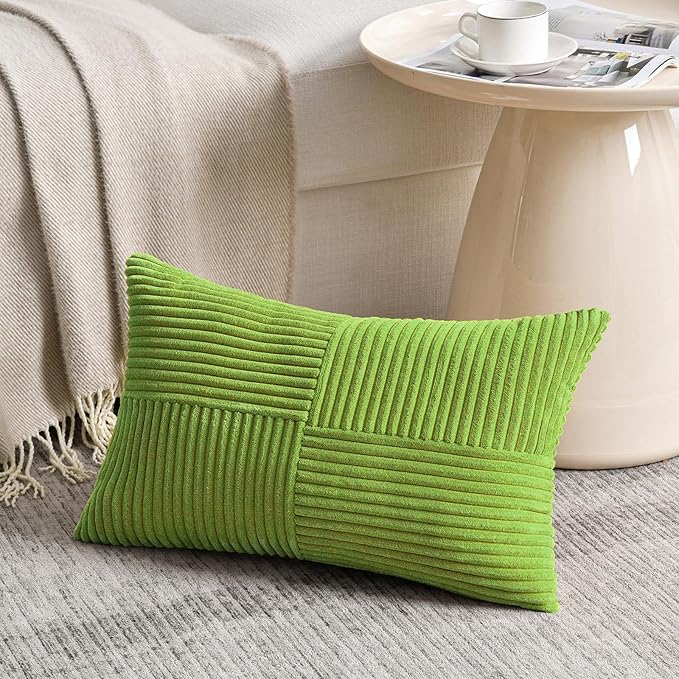 Fancy Homi Set of 2 Lime Green Lumbar Decorative Throw Pillow Covers 16x26 Inch - Image 2