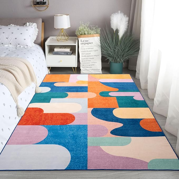 Area Rug 4x6 Candy Rug Washable Rugs Non Slip Low Pile Small Carpet by OmpaaHomeDecor