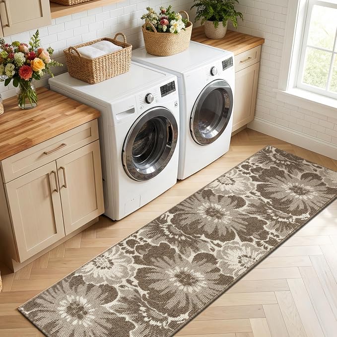 Findosom Hallway Runner Rug 2x8, Non Slip High-Low Textured Floral Washable - Image 9