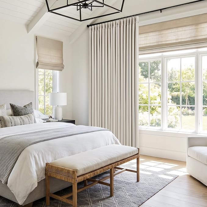 60 Inch Wide Pinch Pleated 100% Blackout Curtains 102 Inches Long, Natural | - Image 7