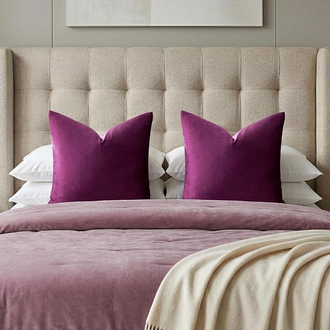 GIGIZAZA Velvet Pillow Covers 26x26 Decorative Pillows Pack of 2 Purple | Throw by GIGIZAZAFocusingonhomedecoration