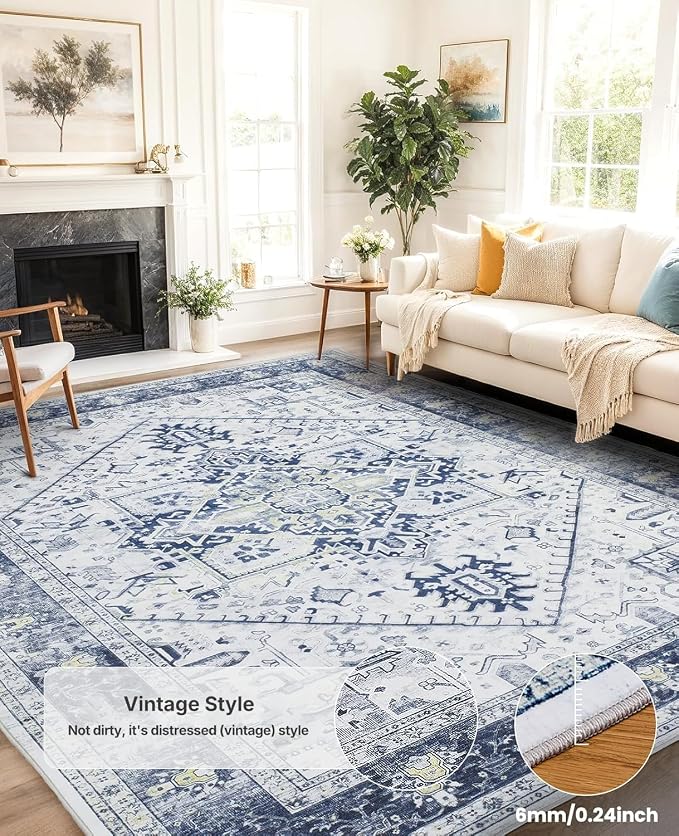 AMADA HOMEFURNISHING Washable Area Rug, Low-Profile Large Area Rug - Image 8