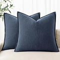 MIULEE Decorative Linen Pillow Covers 18x18 Inch Indigo Blue | Boho Farmhouse​ by MIULEE