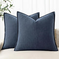 MIULEE Decorative Linen Pillow Covers 20x20 Inch Indigo Blue | Boho Farmhouse​ by MIULEE