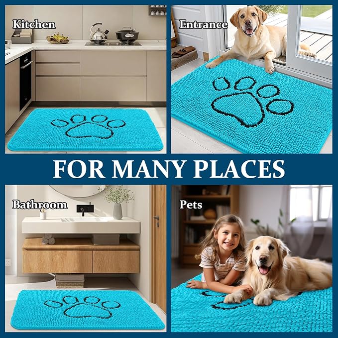 OLANLY Dog Door Mat for Muddy Paws 30x20, Paw Print Design Chenille Mud Mat | - Image 8