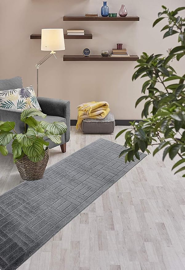 34 Ft Charcoal Extra Long Hallway Runner Rug, Non Slip Washable | Indoor Soft - Image 5