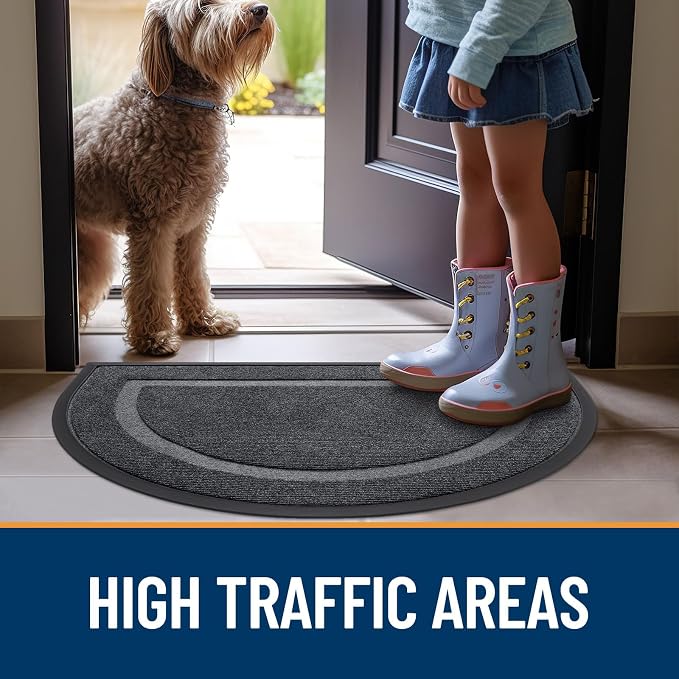 OLANLY Half Circle Front Door Mat Outside 29.5x17 All-Season Rubber Doormat | - Image 8