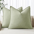 MIULEE Decorative Linen Pillow Covers 18x18 Inch Light Green | Boho Farmhouse​ by MIULEE
