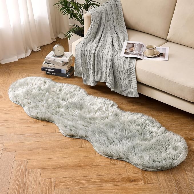 MIULEE Fluffy Area Rug 2x6 ft Faux Fur Sheepskin Rug - Image 7