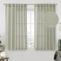 Sage Grey Linen Curtains 54 Inch Length 2 Panels by LAMIT