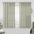 Sage Grey Semi Sheer Linen Curtains 45 Inches Long 2 Panels | Light Filtering by LAMIT