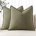 MIULEE Decorative Linen Pillow Covers 16x16 Inch Light Olive Green | Boho by MIULEE