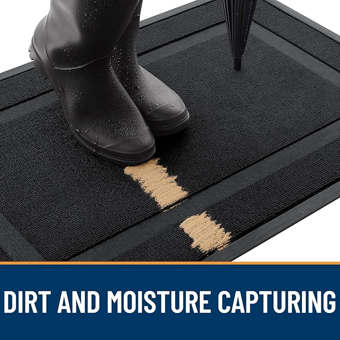 OLANLY Front Door Mat Outside 33x21, All-Season Heavy-Duty Rubber Doormat | Jet - Image 4