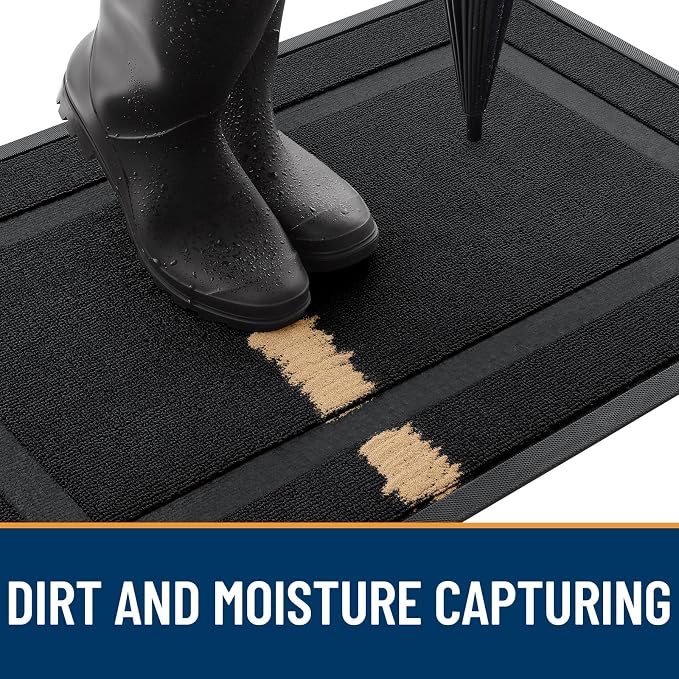 OLANLY Front Door Mat Outside 71x23, All-Season Heavy-Duty Rubber Doormat | Jet - Image 4