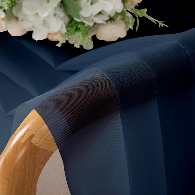 Chyhomenyc Navy Blue Sheer Curtains 84 Inches Long 2 Panels | Light Filtering - Image 4
