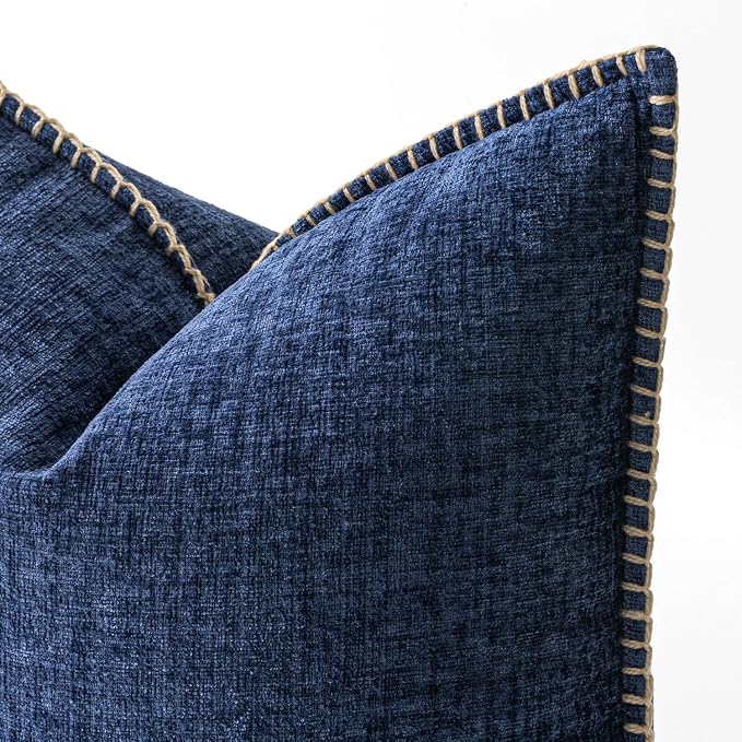 MIULEE Decorative Couch Throw Pillow Covers 20x20 Inch Navy 2 Pack | Farmhouse - Image 2