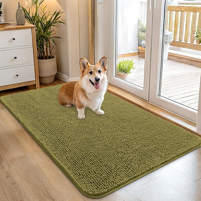 OLANLY Dog Door Mat for Muddy Paws 45x27, Super Absorbent Chenille Mud Mat | by OLANLY