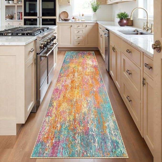 RELEANY Washable Runner 2'x6' Abstract Area Rug by RELEANY