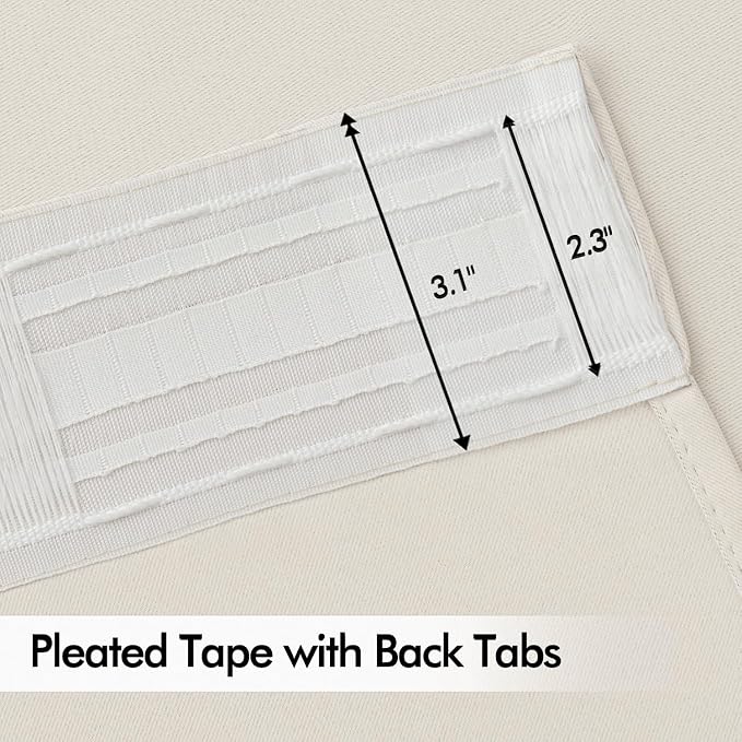 MIULEE Ivory Back Tab Blackout Curtains 52x102 Inch Long 2 Panels Set | Rod - Image 4