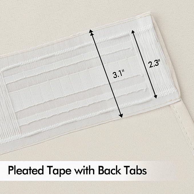 MIULEE Ivory Back Tab Blackout Curtains 52x90 Inch Long 2 Panels Set | Rod - Image 4