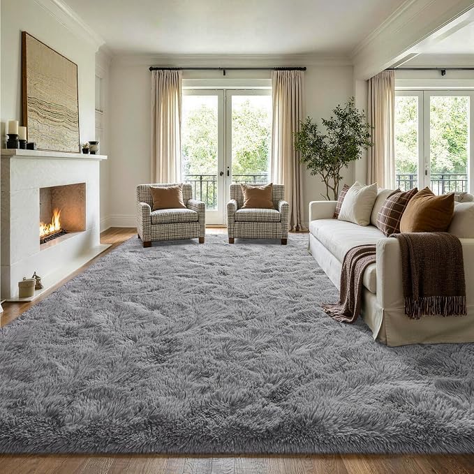 8x10 Extra Large Grey Fluffy Soft Area Rug Non-Slip - Image 3