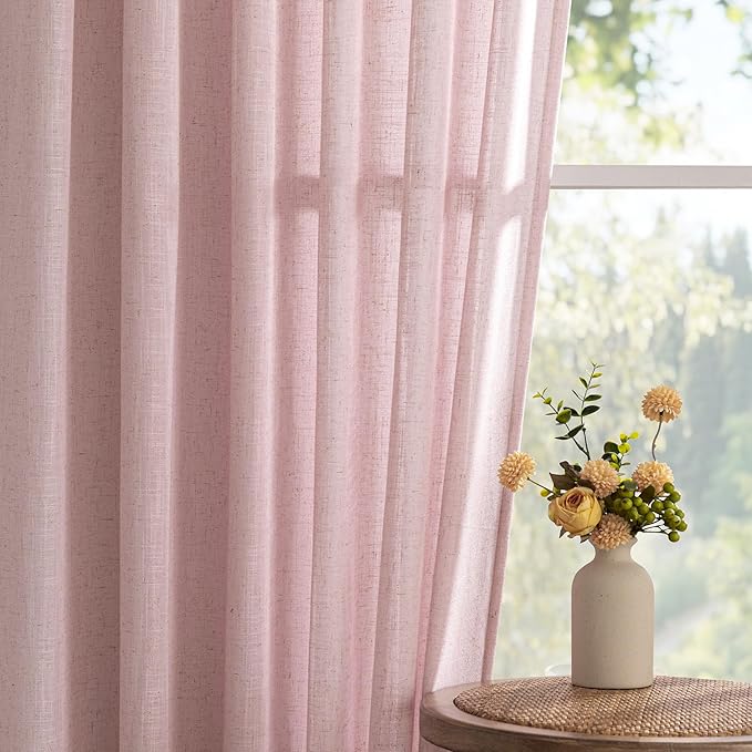MYSKY HOME Pink Sheer Curtains for Girls Bedroom 84 Inches Long Girl Curtain - Image 7