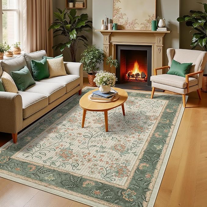 GarveeHome 4x6 Sage Green Washable Area Rug Bedroom Non Slip Nursery Room | - Image 2