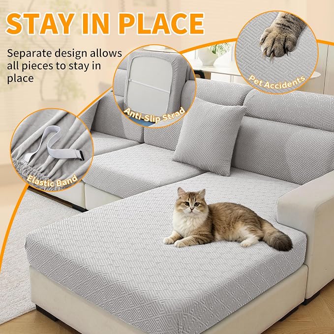 XINEAGE Couch Cushion Covers, Loveseat Sofa Seat Slipcovers - Image 5