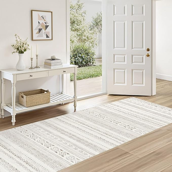 cotiled Hallway 2.6x8 Runner Rugs Washable Boho Rug Brown/Cream | Stain by COTILED