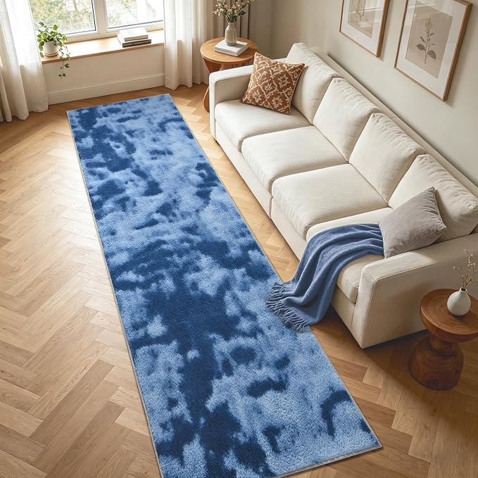 2x10 Tie-dye Dark Teal Runner Rug Washable Non-Slip - Image 4
